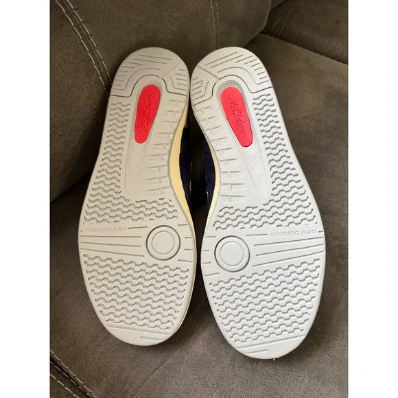 New Balance All Coasts 574 Navy Blue Yellow Suede Sneakers AM574MGN Mens 8 2E - Picture 6 of 6